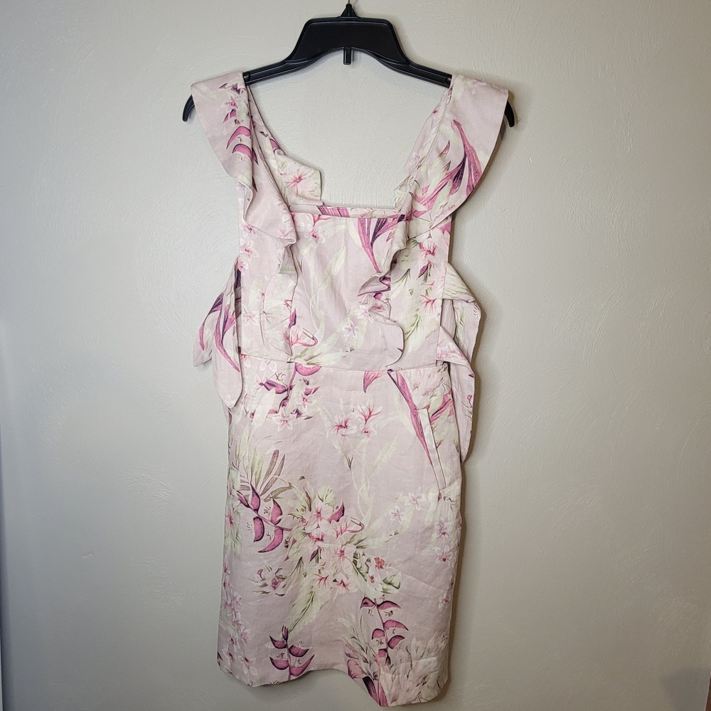 APRON FRONT FLORAL MIDI DRESS - SIZE 0- BRAND UNKNOWN